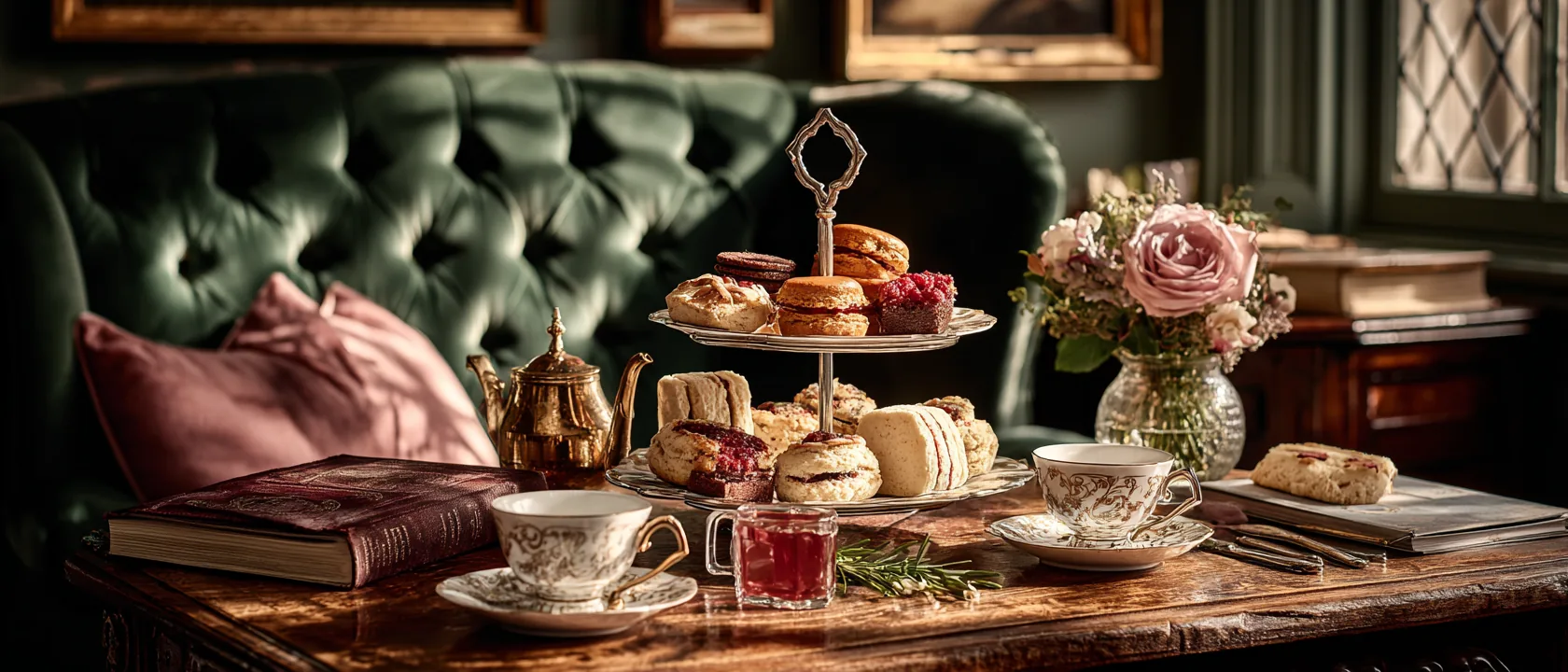 Full afternoon tea set in the lounge