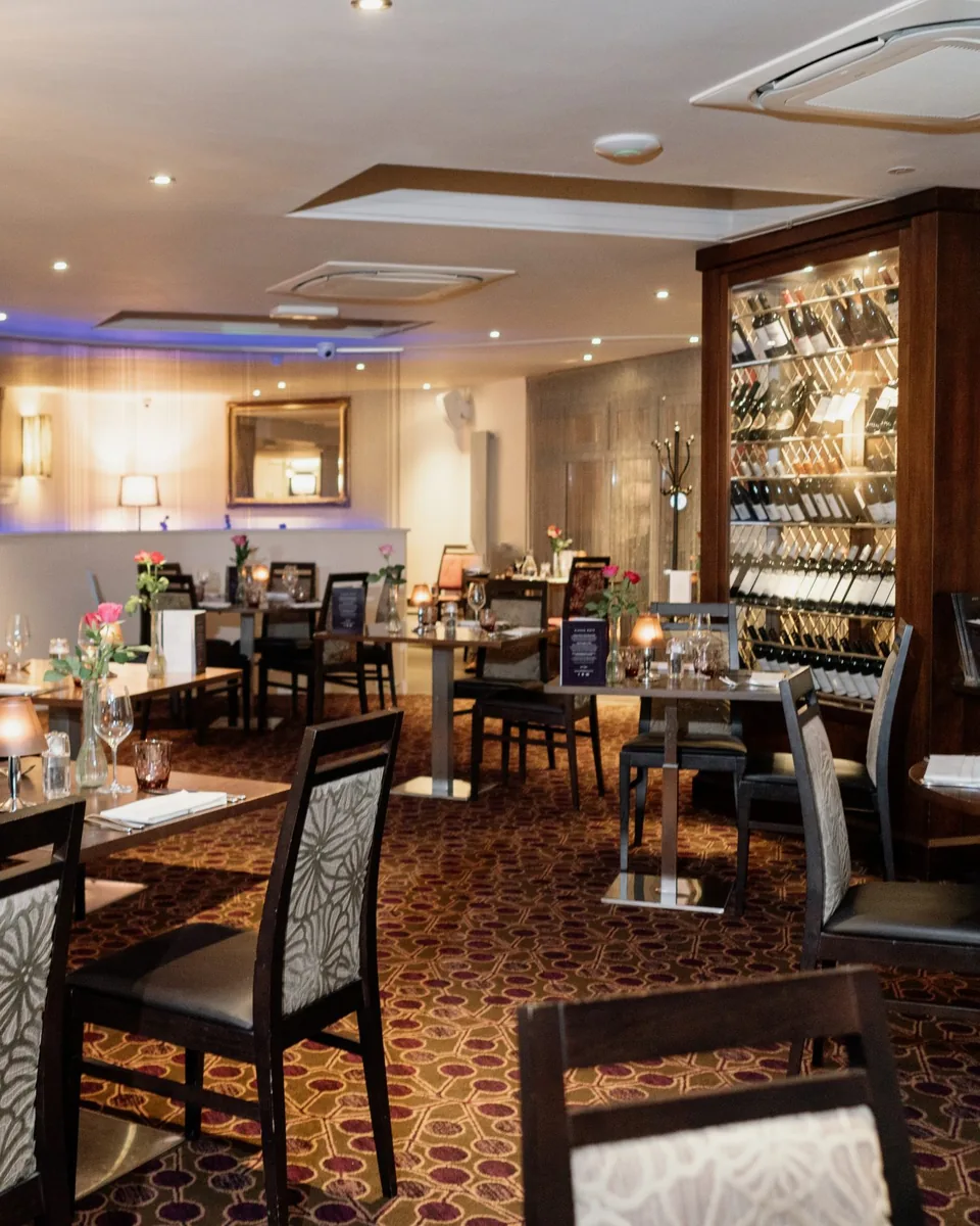 The Orchard's dining room set for service